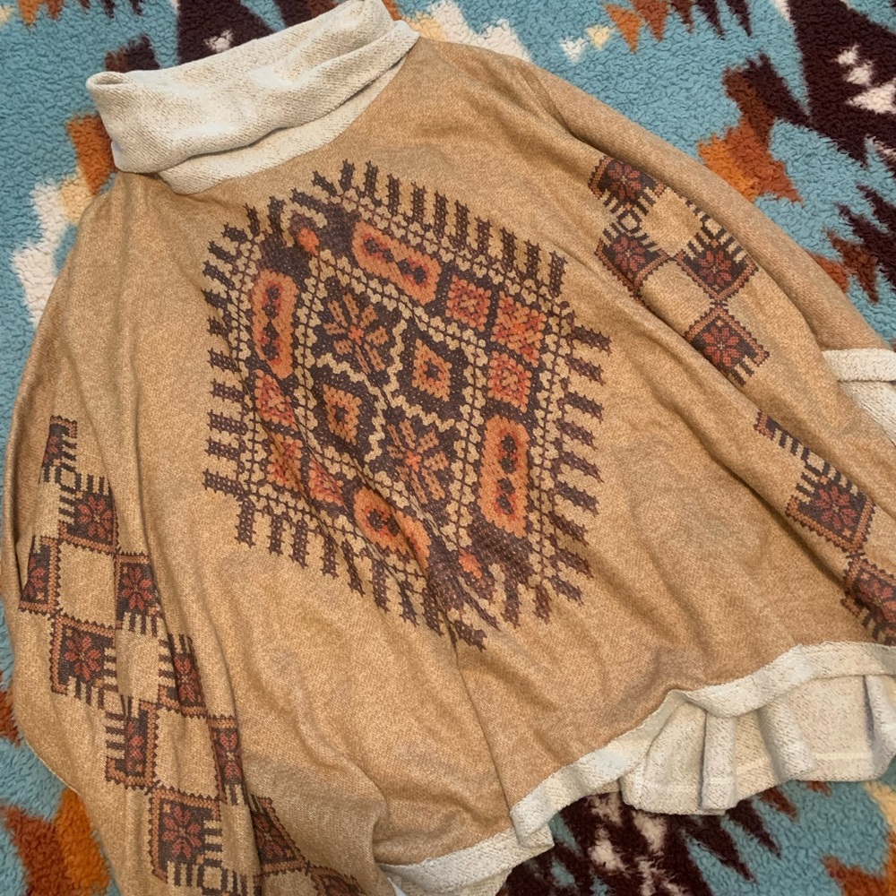 Western Aztec Sweater Poncho